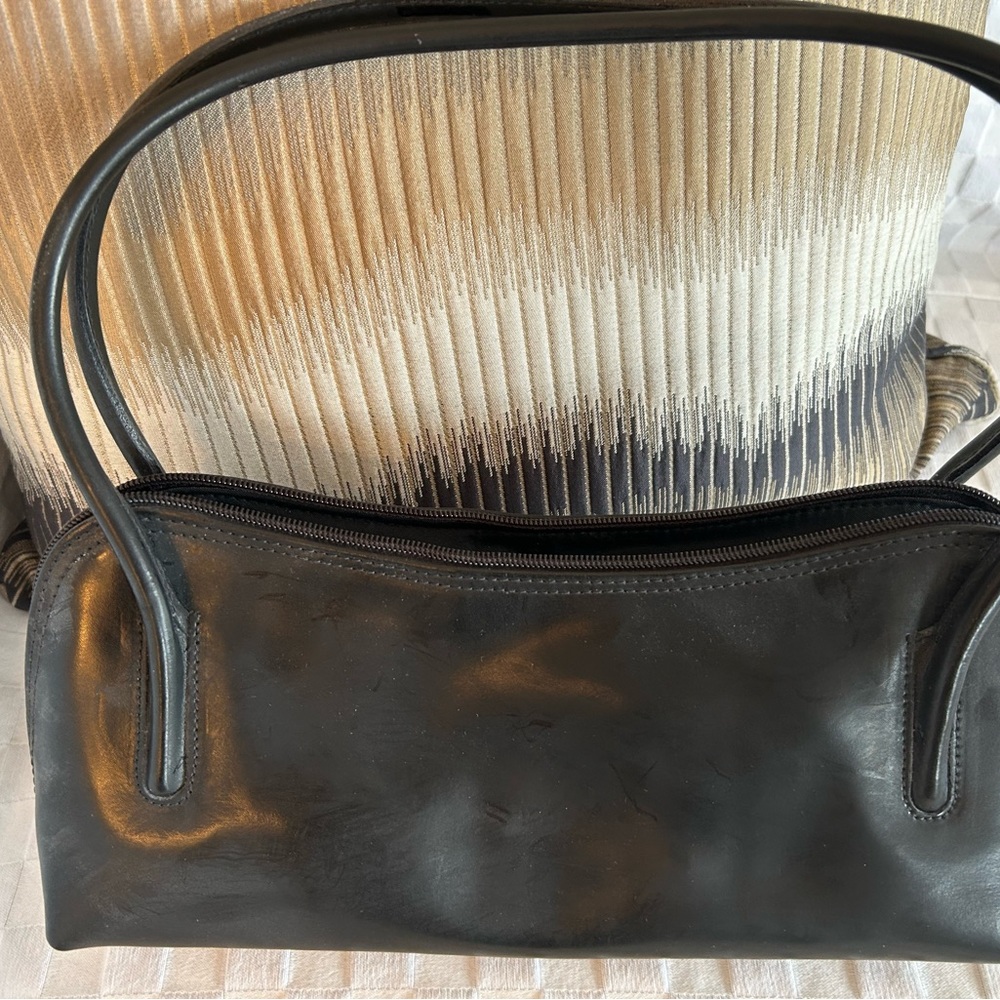 Authentic Vera Pelle ElegantBlack Leather Shoulder Bag made in Italy